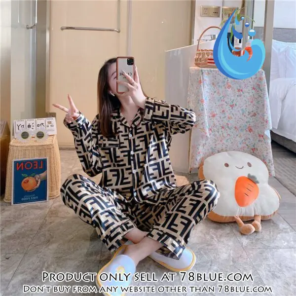 Trending luxury fashion fendi satin pajama set pjs1046 78b2037324